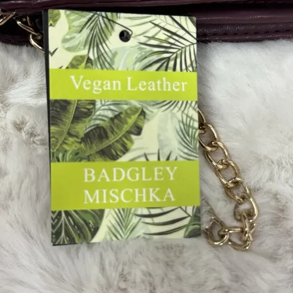 Badgley Mischka Plum Diamond Quilt Convertible Crossbody Bag Vegan NEW NWT - Picture 13 of 14